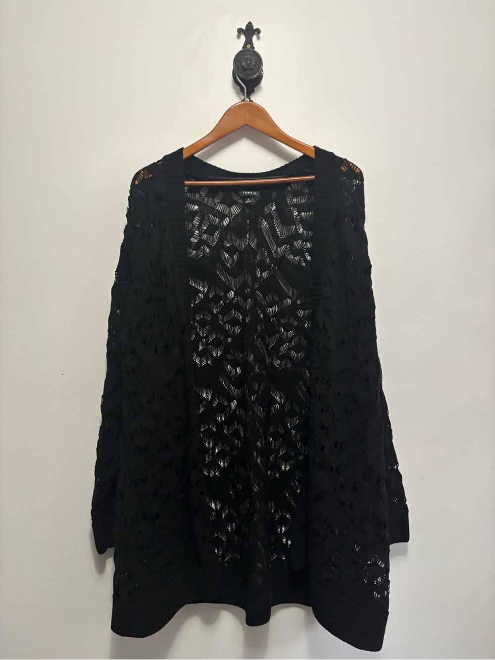 torrid Black Openwork Crochet Longline Cardigan